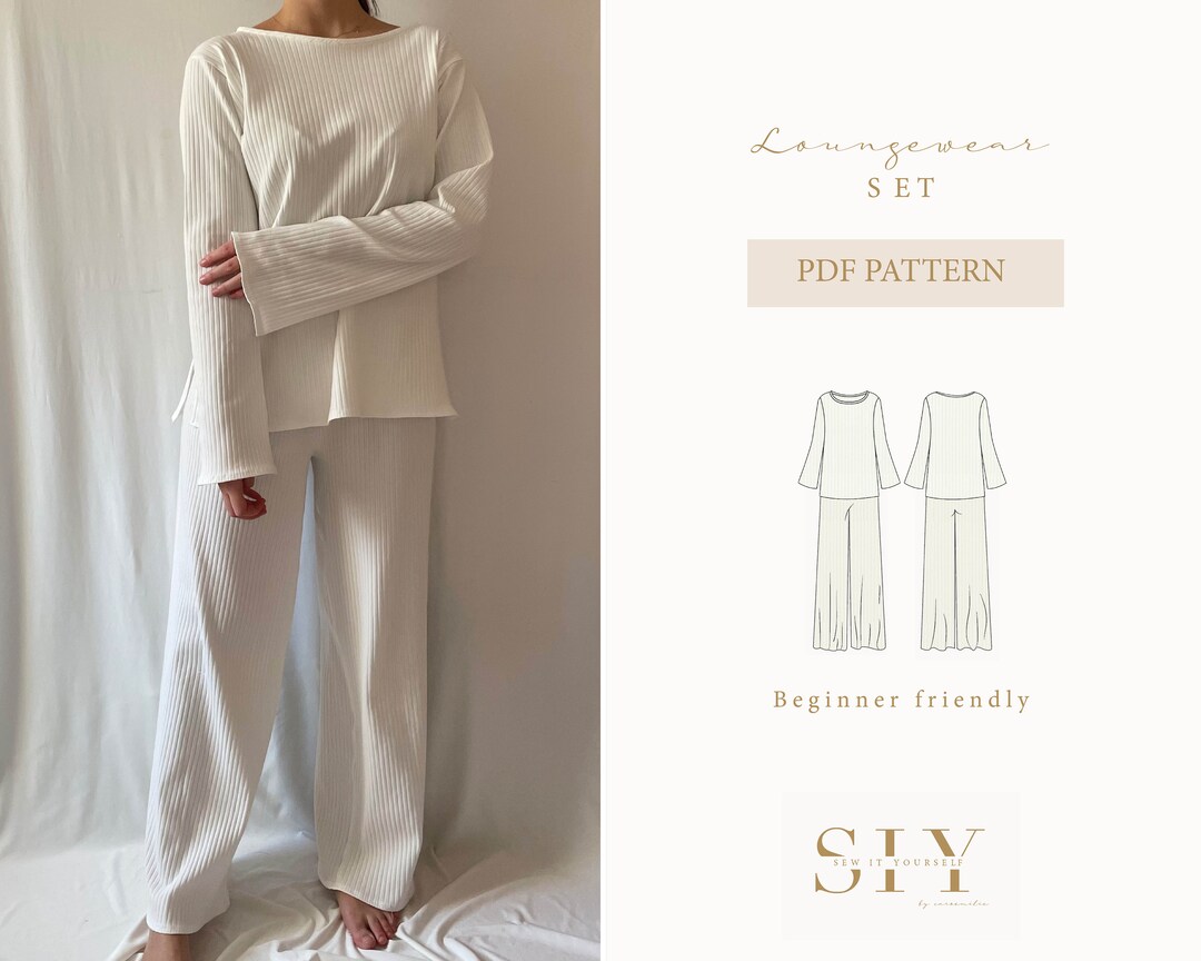 Loungewear Set Digital Sewing Pattern XXS XXL Loungewear Shirt & Pants