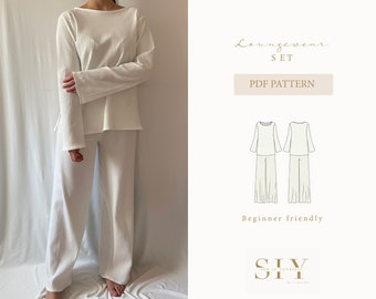 Loungewear Set | digital sewing pattern | XXS - XXL | loungewear shirt & pants