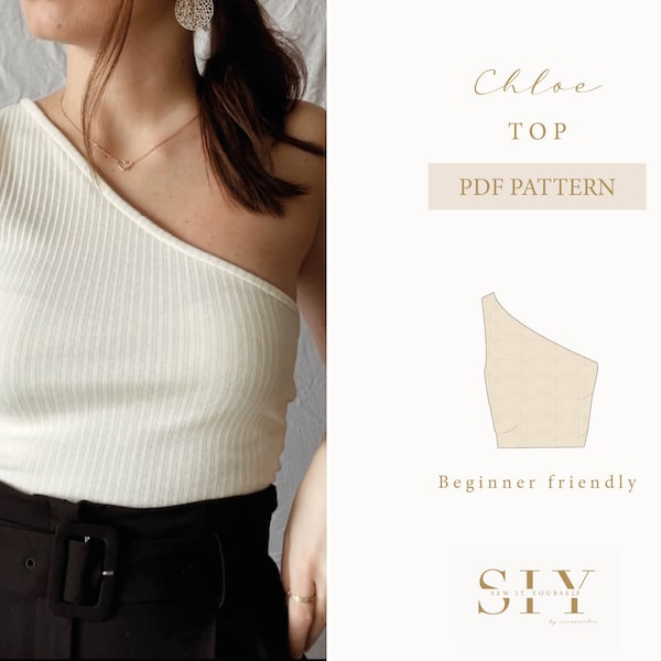 Chloe asymmetrical crop top | digital sewing pattern | size XS - XL