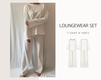 Loungewear Set | digitales Schnittmuster | XXS - XXL | Loungewear Shirt & Hose