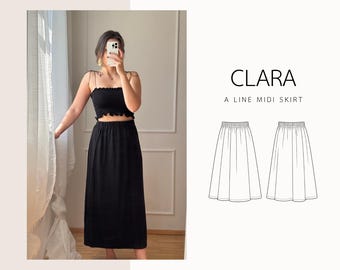Clara-Rock | digitales Schnittmuster XXS - 4XL | Midi-Rock