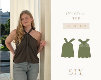 Willow Top | digitales Schnittmuster XXS - XXL | Drehhalsoberteil