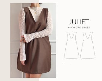 Juliet Pinafore Dress PDF Sewing Pattern | Beginner Friendly, All Sizes (Digital Download)