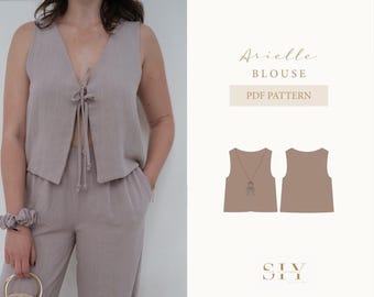 Arielle Bluse | digitales Schnittmuster Bluse zum binden | XXS-XXL