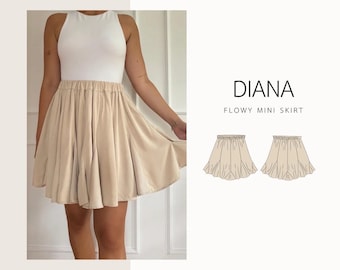 Diana Rock | digitales Schnittmuster | Minirock mit Galetten | 2XS-4XL