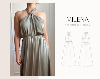 Milena Dress PDF Sewing Pattern | Neckholder Dress (XXS–4XL) (Instant Download)
