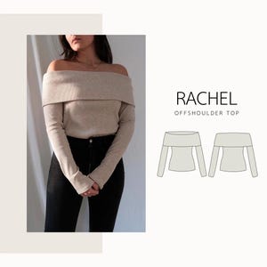 Rachel schulterfreies Top / digitales PDF Schnittmuster / XXS - XXL / deutsche & englische Anleitung / langsleeve top