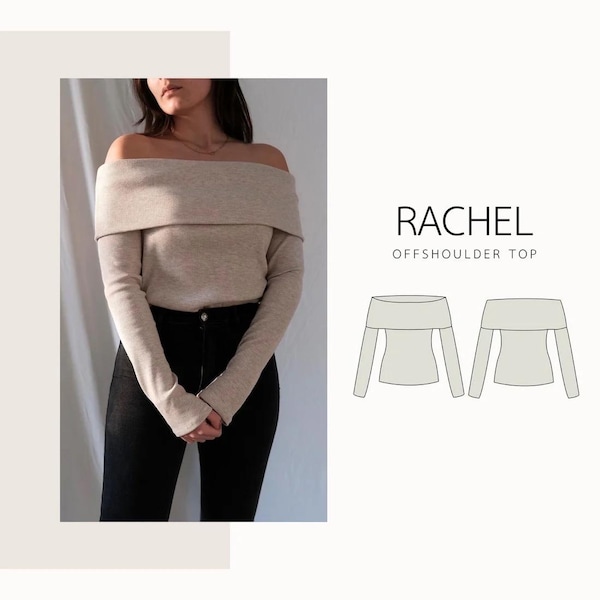 Rachel schulterfreies Top | digitales PDF Schnittmuster | XXS - XXL | deutsche & englische Anleitung | langsleeve top