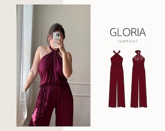Gloria Jumpsuit PDF Sewing Pattern | Twist Neck, Sizes XXS-4XL (Digital Download)