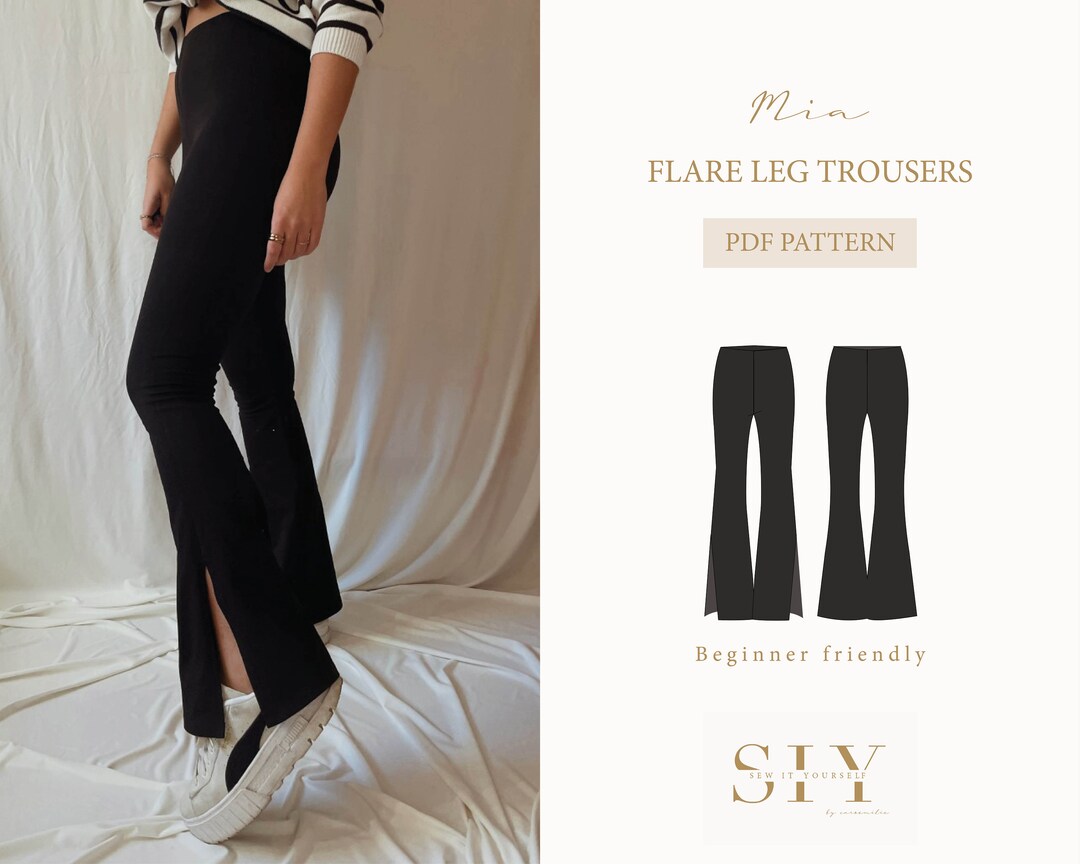 Mia Flare Leg Trousers Digital Sewing Pattern XXS XXL Side Slit Etsy