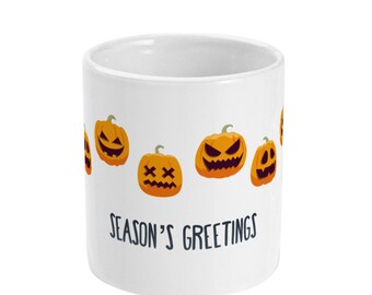 Halloween Season’s Greetings pumpkin mug 11oz orange ghost scary gift novelty