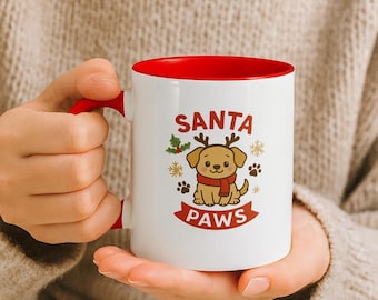 Santa Paws! Two Toned Mug in 3 colours