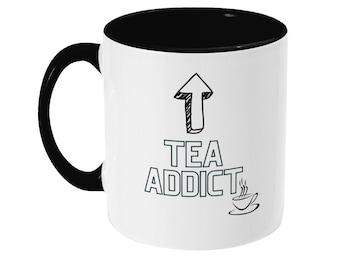 Tea addict this person is funny mug, multiple colours, novelty gift