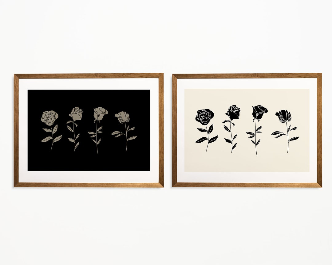Horizontal Wall Art Printable Flowers Roses Wall Art Print Etsy UK