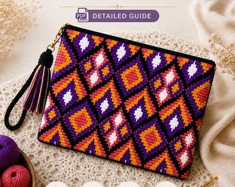 Kaleidoscope Clutch Bag Pattern | Jacquard Crochet Tutorial PDF | Beginner Easy Guide| DIY Handmade