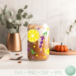 Lemon & Lavender Libbey Glass Can Wrap | 16oz | Full Wrap | Beer Glass Can | SVG | Instant Download | DIY | Cricut