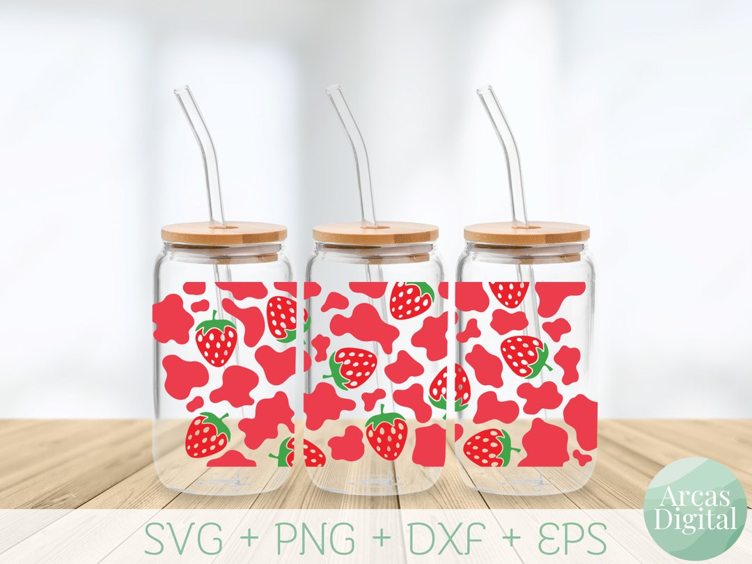 Strawberry Milk Libbey Glass Can | 16oz | Beer Glass | Full Wrap ...
