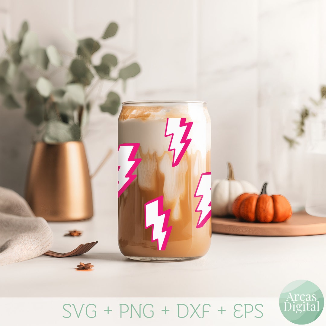 Pink Lightning Libbey Glass Can Wrap | 16oz Glass Can | Full Wrap | SVG ...