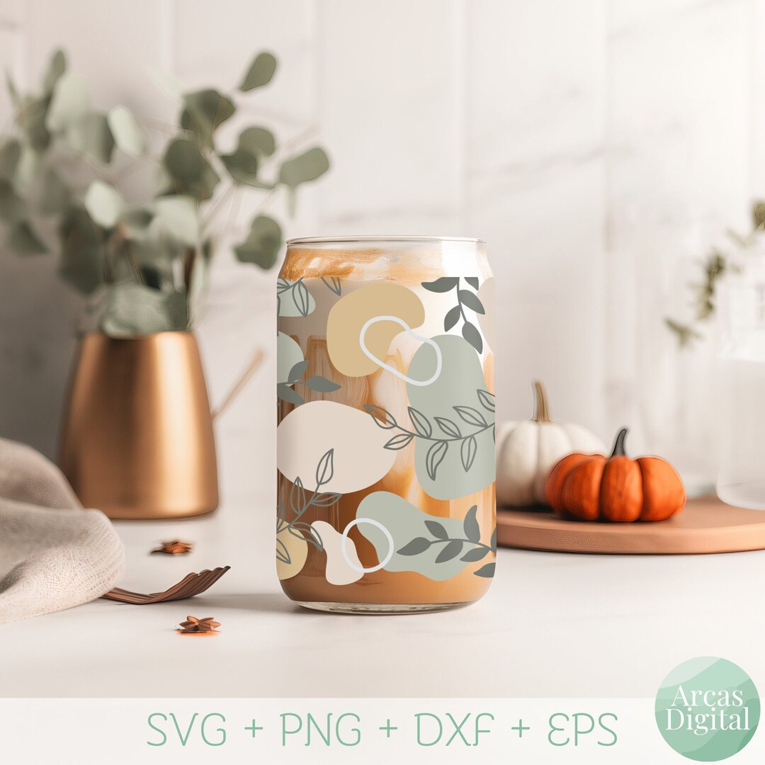 Abstract Boho Libbey Glass Can Full Wrap | 16oz | Beer Can Glass | SVG ...