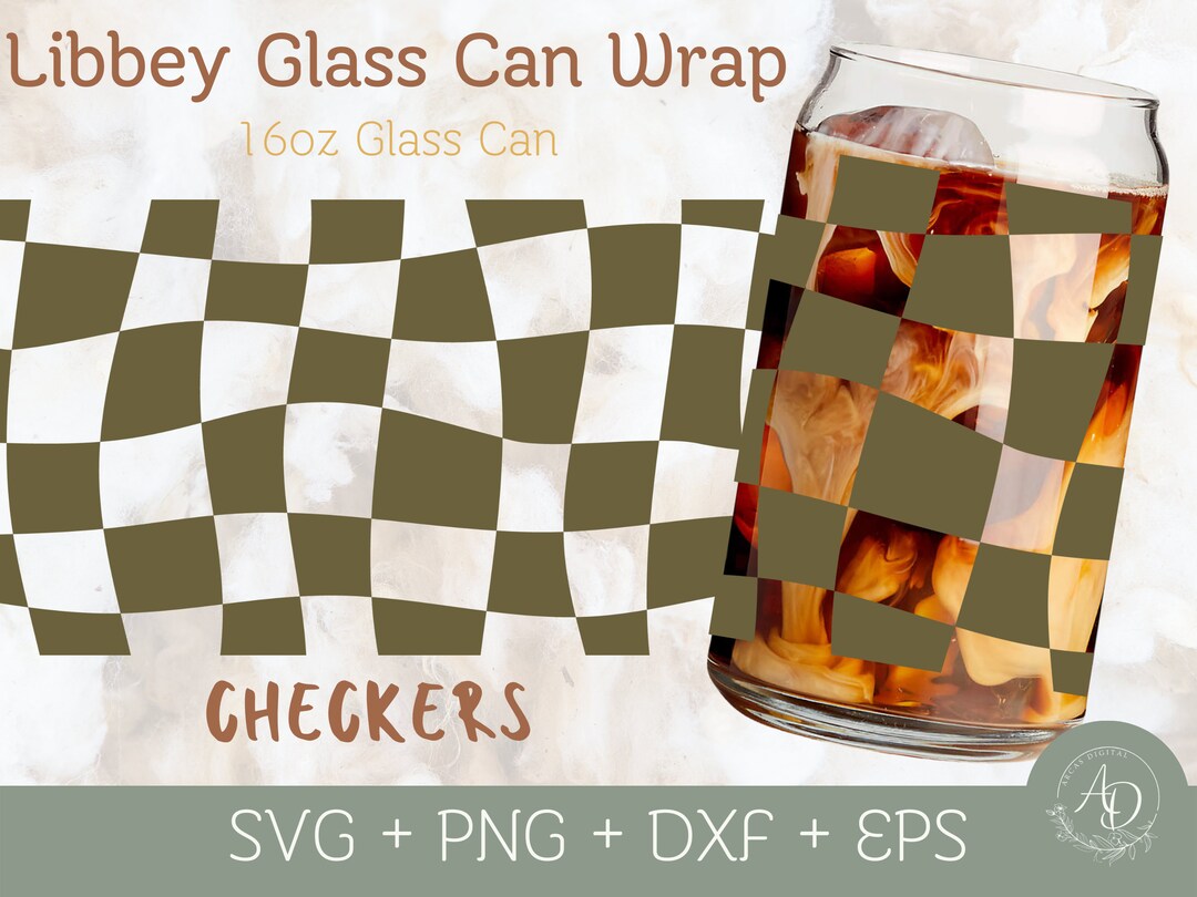 Checkers Libbey Glass Can Wrap 16oz Beer Can Glass SVG Etsy