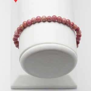 Bracelet petites perles en pierre naturelle Rhodonite rose, Bijou lithothérapie chakra cœur amour, Flore et Daphné Paris