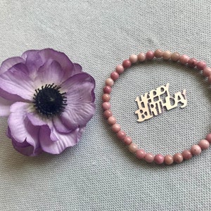 Bracelet petites perles en pierre naturelle Rhodonite rose, Bijou lithothérapie chakra cœur amour,Cadeau anniversaire femme