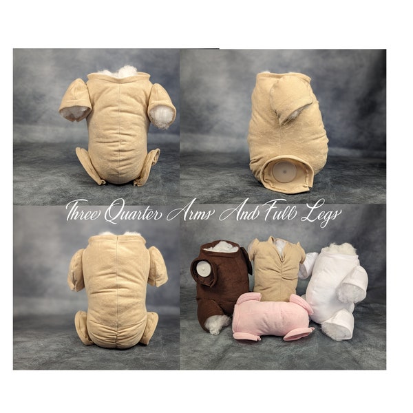 Reborn Doll Doe Suede Body - 3/4 Arms and Full Legs *Various Sizes and Colours*