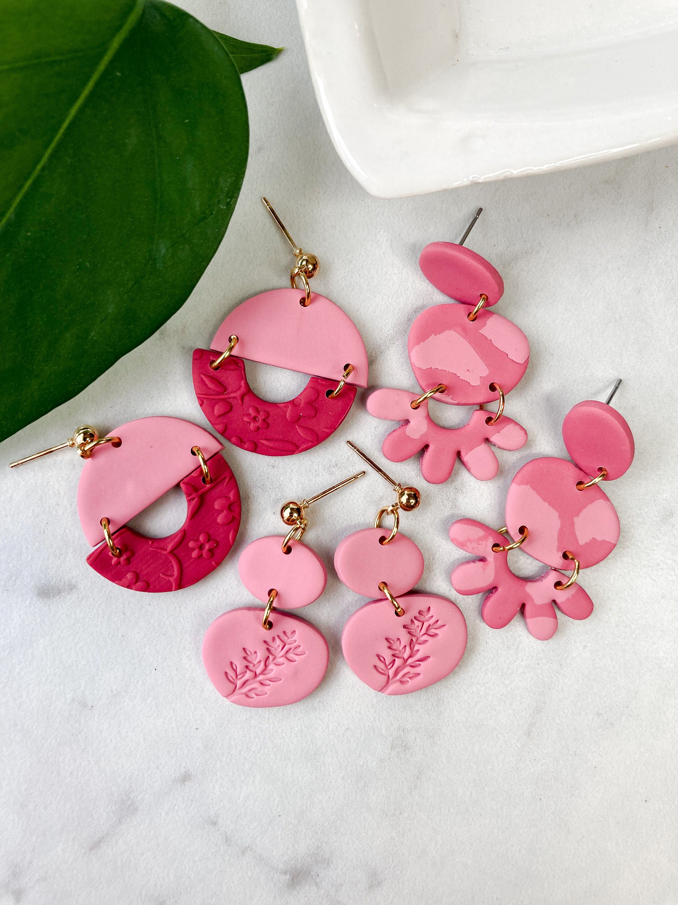 BABY PINK FLORAL DROP EARRING