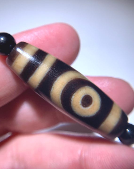 Dziビーズ「2つの目」お守りペンダントネックレス 37 mm x 12.5 mm