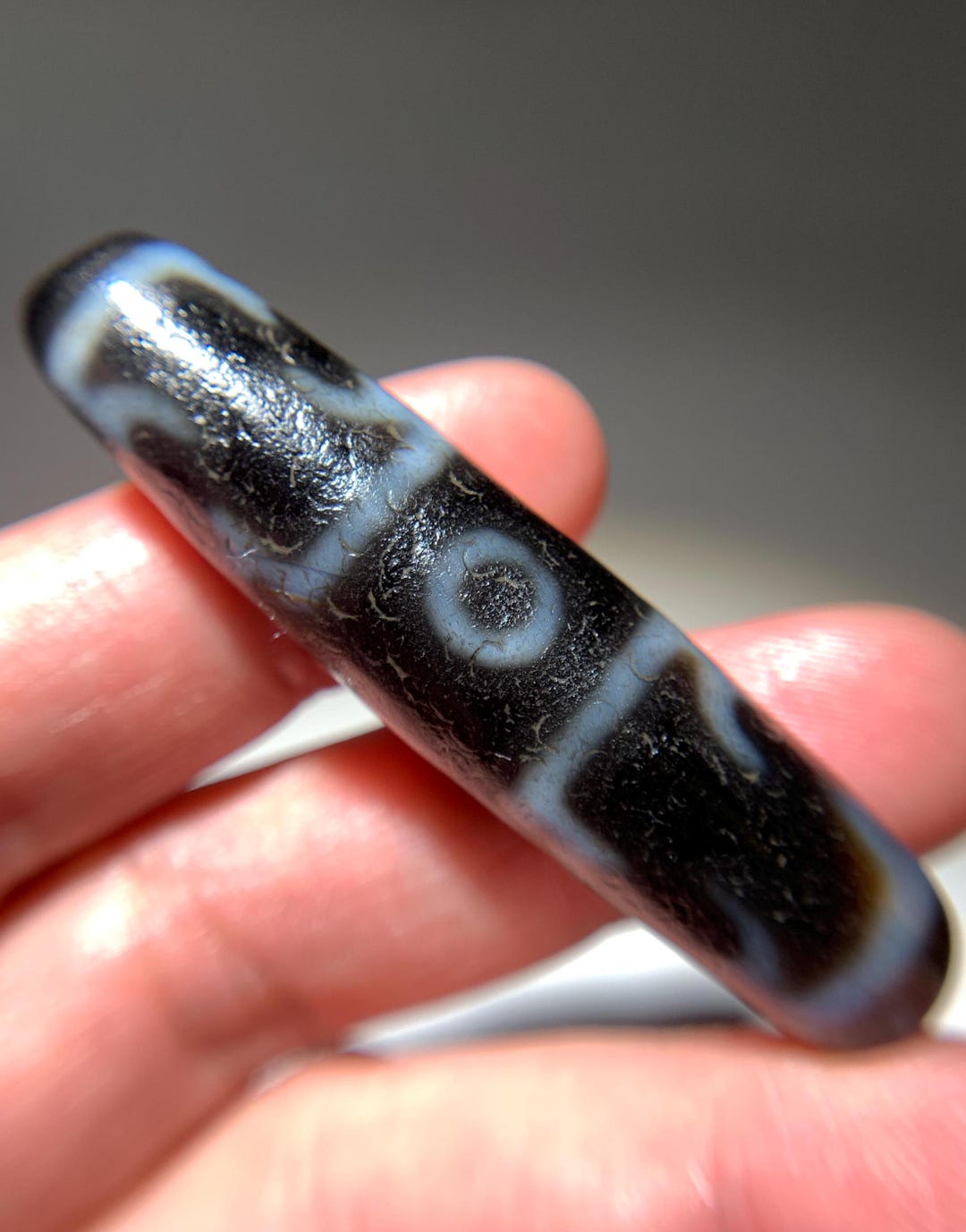 Dzi Bead ' Lotus Master Magic Instrument 3 Eyes ' Amulet Pendant 57.8mm ...