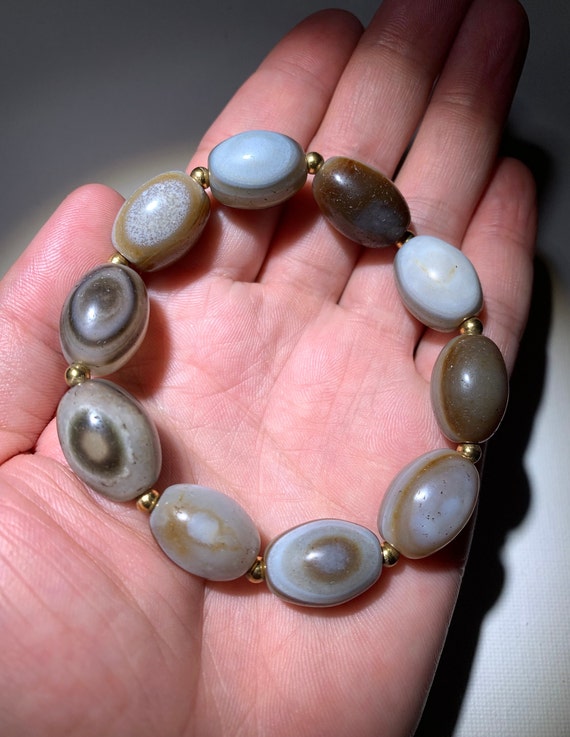 Natural Old Tibetan Agate Dzi Beads " 1 Eye " Amul