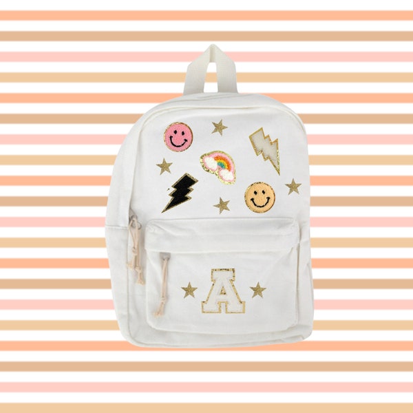 Customizable Backpack / Chenillle Patch Bag / Name Backpack / Trendy Girls Backpack / Varsity Letter Patch Backpack / Initial Backpack