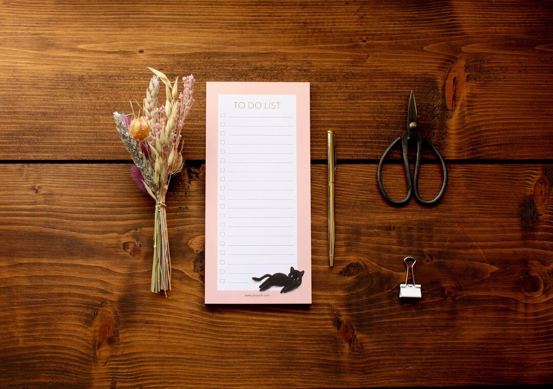 To Do List Notepad With Cat Design, Shopping List, List Jotter, Memo