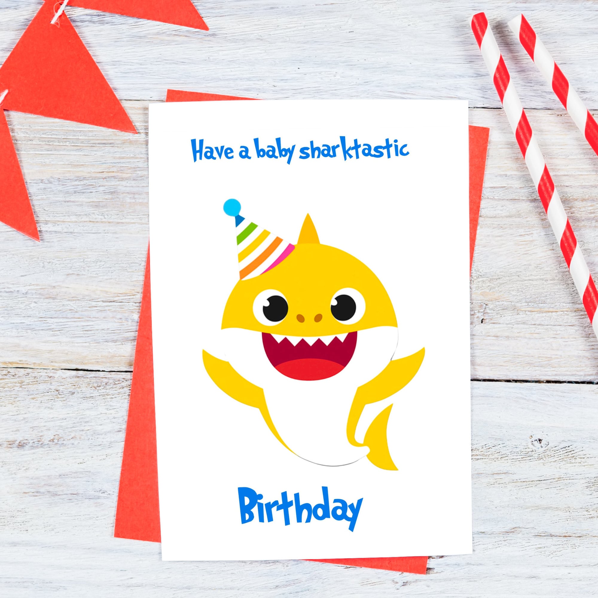 Baby Shark Birthday Card Fun Children Printable Birthday - Etsy
