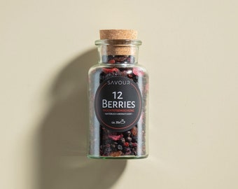 Fruit tea blend 12 Berries ︱Fruit tea in a cork glass ideal as a gift ︱Mother&#39;s Day, birthday, wedding, Valentine&#39;s Day