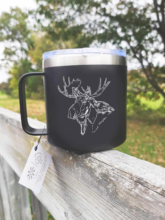 Insulated Travel Mug With Handle | Moose | Hunter | Coffee | 14 Oz | Laser  Engraving | Stainless Steel | Animal Illustration - Etsy
