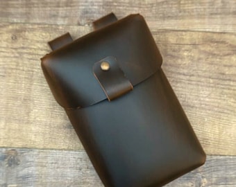 Crazy Horse Leather Belt Pouch: Phone & Tool Bag