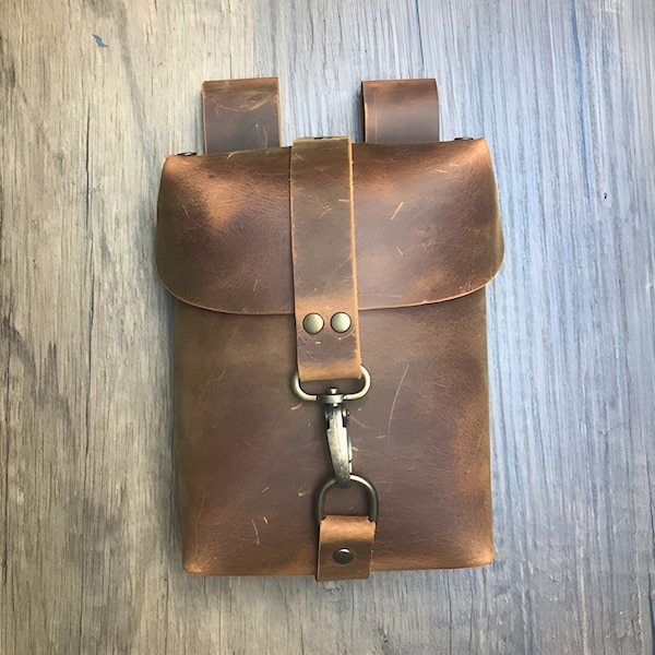 Leather Belt Pouch, Tan Belt Pouch, Leather Utility Belt Bag, Ammo Pouch, Brown Pouch, Belt Bag, Hiking Bag, Small Bag, Leather Free Bag