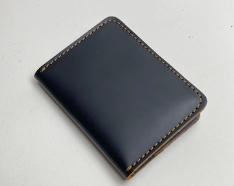 Vertical Card Wallet, Personalized Front Pocket Wallet, Black and Tan Wallet