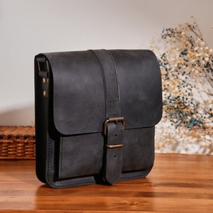 Leather Shoulder Messenger Bag, Leather Bag in Black, Brown... image 1