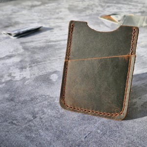 Porte-cartes vertical en cuir, Mini porte-cartes fait main, Porte-cartes et portefeuilles avec poche avant, Porte-cartes personnalisé