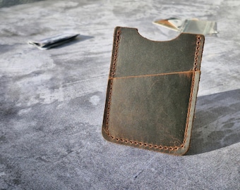 Handmade Leather Card Holder: Personalized Slim Wallet