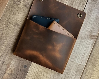 Leather Wall Pocket: Custom Compartments (1-5) Organizer Entryway, Office Storage