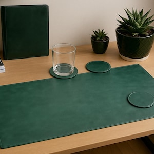 Leather Desk Mat, Personalized Leather Desk Pad, Desk Protector, Office Desk Mat in Green Brown Black Etc