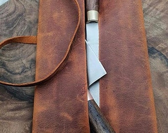 Leather Double Knife Holder, Chef Knife Roll