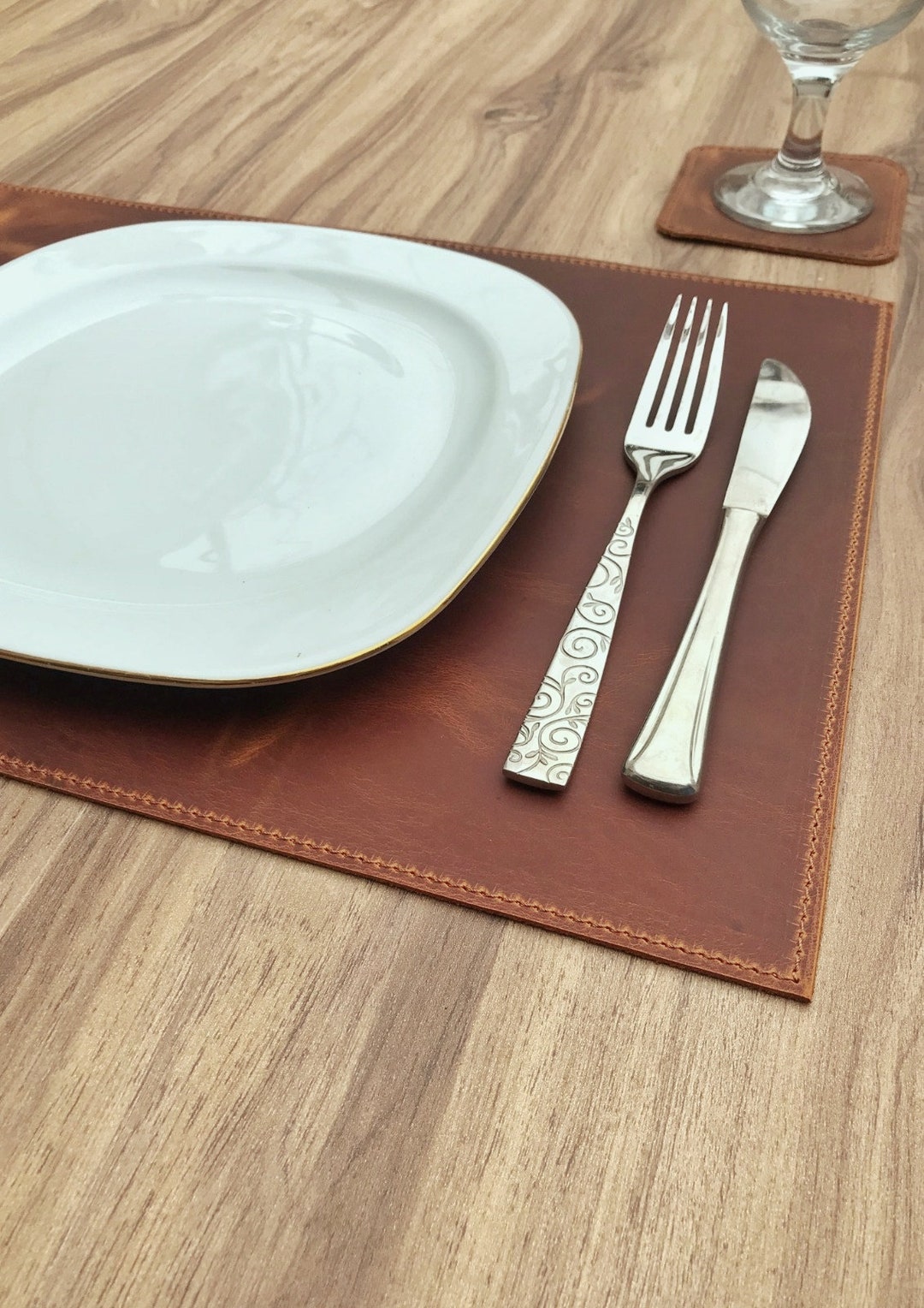 Geniune Leather Placemats and Coasters, Table Placemats, Leather Dining