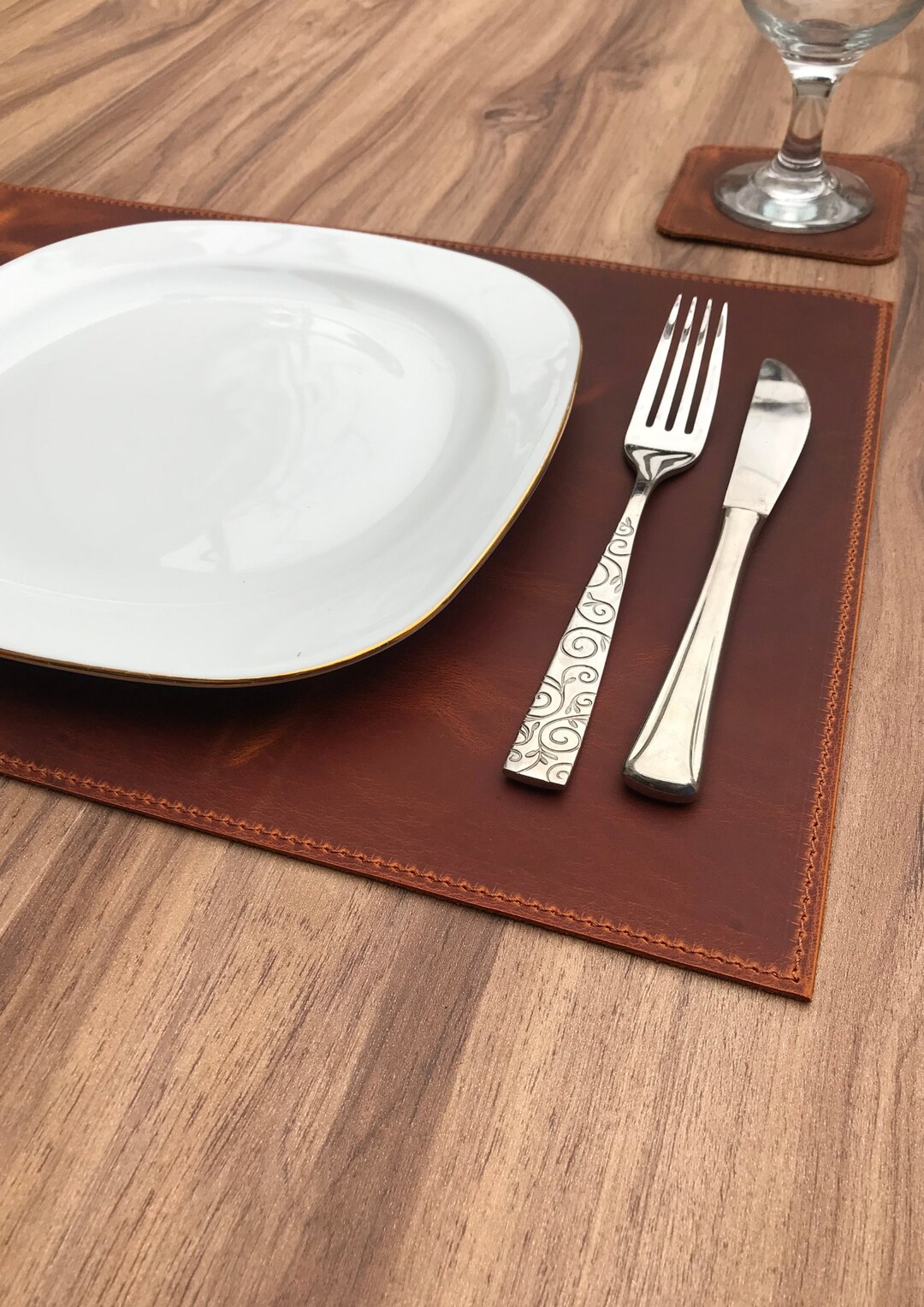 Leather Placemats Rectangle and Oval Table Placemats Leather Etsy