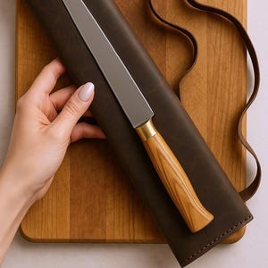 Leather Knife Holder for 2 Knives, Chef Knife Roll Case
