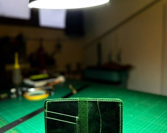 Handmade Leather Bifold Wallet: Personalized Calf Leather Card Holder