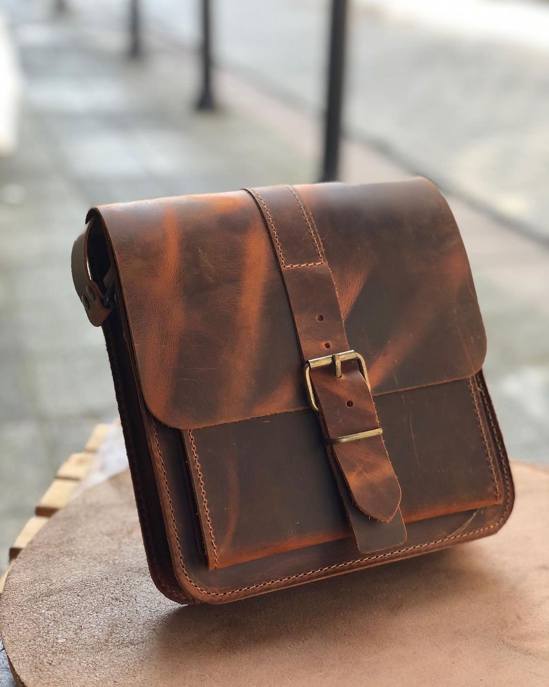 Leather Crossbody Messenger Bag, Leather Bag With Adjustable